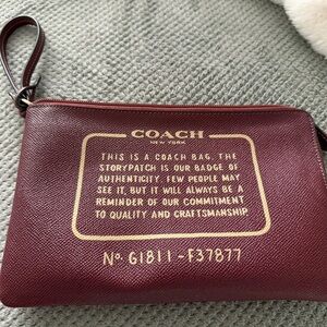 Coach Burgundy Leather StoryPatch Wristlet
